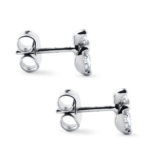 14 KT WEISSGOLDENE OHRRINGE MIT DIAMANT IM MARQUISE-SCHLIFF - OHRSTECKER DIAMANT - 