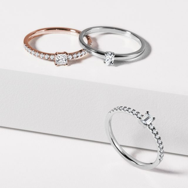 BAGUE EN OR ROSE ET DIAMANT PRINCESSE - BAGUES DE FIANÇAILLES EN DIAMANT - 