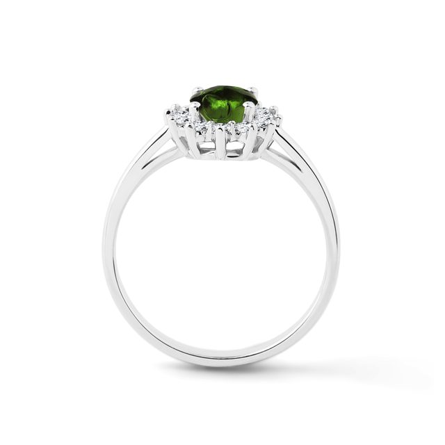 RING AUS WEISSGOLD MIT MOLDAVIT UND BRILLANTEN - RINGE MOLDAVIT - 