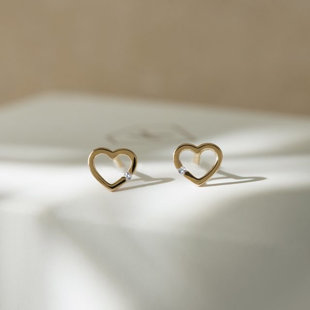HERZOHRRINGE MIT DIAMANT - OHRSTECKER DIAMANT - 