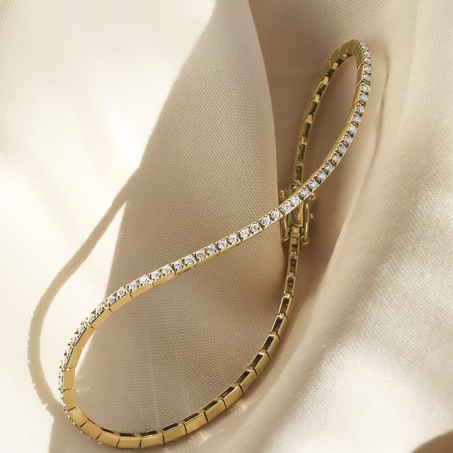 TENISOVÝ NÁRAMEK ZE ŽLUTÉHO 14K ZLATA S DIAMANTY - TENISOVÉ NÁRAMKY - 