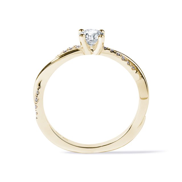 BAGUE D'OR JAUNE AUDACIEUSE AVEC DIAMANTS - BAGUES DE FIANÇAILLES EN DIAMANT - 