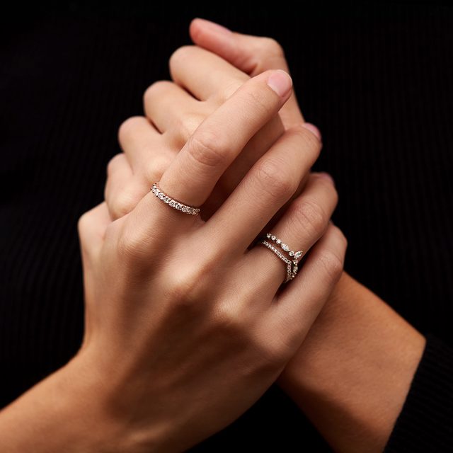 DIAMANTRING AUS 14K ROSÉGOLD - VERLOBUNGSRINGE DIAMANTEN - 