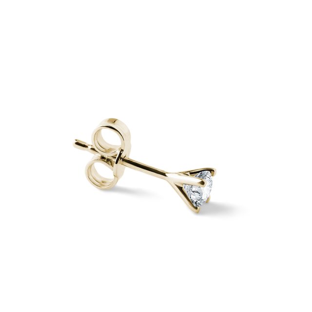 PUCE D'OREILLE EN OR JAUNE AVEC DIAMANT SOLITAIRE - BOUCLES D'OREILLES SOLITAIRES - 