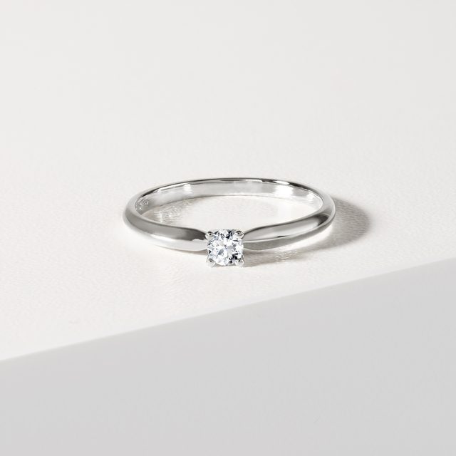 WEISSGOLDRING MIT DIAMANT - VERLOBUNGSRINGE MIT BRILLANT - 