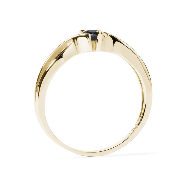 RING MIT SCHWARZEM DIAMANTEN IN GELBGOLD - VERLOBUNGSRINGE MIT FARBIGEN DIAMANTEN - 