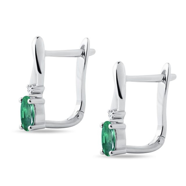 SMARAGDOVÉ NÁUŠNICE Z BÍLÉHO ZLATA - NÁUŠNICE SE SMARAGDEM - 