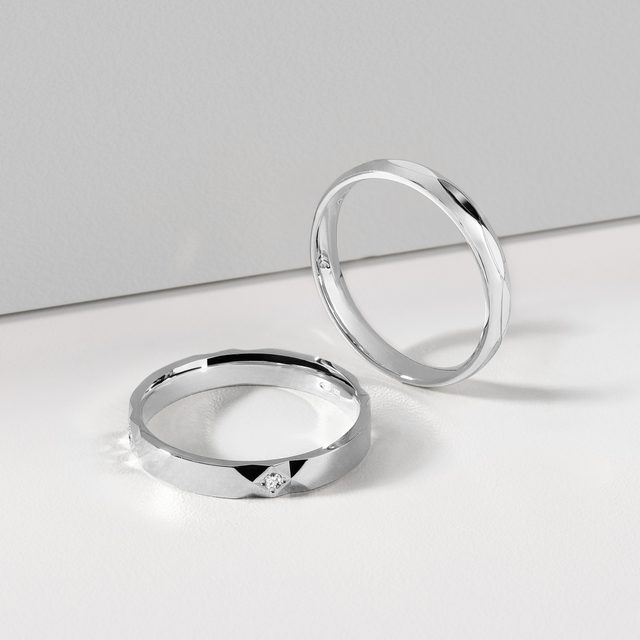 DÁMSKA SVADOBNÁ OBRÚČKA Z BIELEHO ZLATA S DIAMANTOM - PRSTENE DIAMANT - 