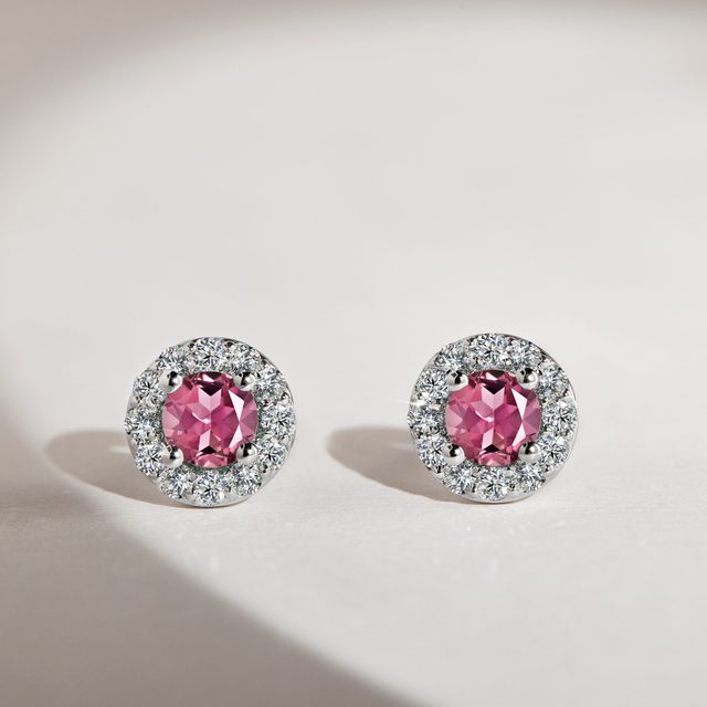 TOURMALINE AND DIAMOND WHITE GOLD EARRINGS - TOURMALINE EARRINGS - 