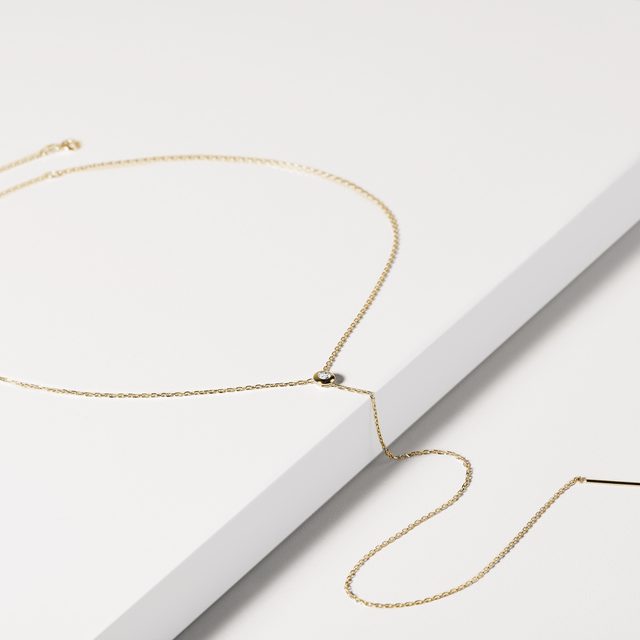 BEZEL-SET DIAMOND NECKLACE IN YELLOW GOLD - DIAMOND NECKLACES - 