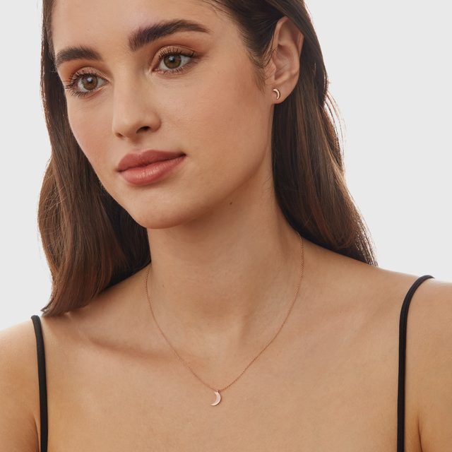 BOUCLES D'OREILLES EN FORME DE MOIS - BOUCLES D'OREILLES EN OR ROSE - 