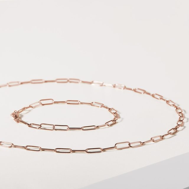 42 CM LANGE KLAMMERKETTE IN ROSÉGOLD - GOLDKETTEN - 