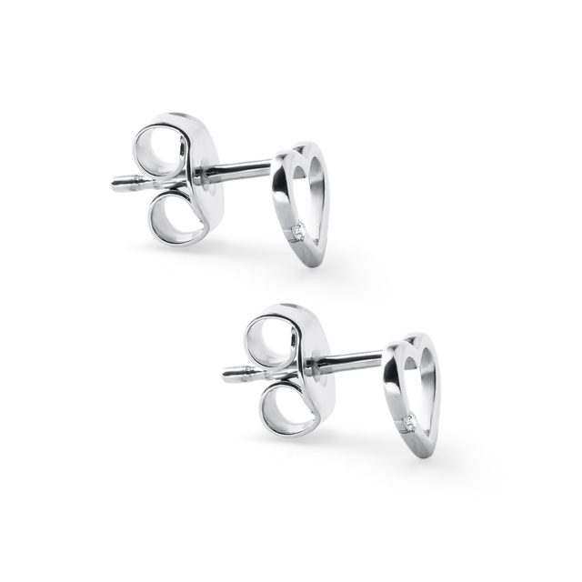 NÁUŠNICE SRDÍČKA Z BÍLÉHO ZLATA S DIAMANTY - DIAMANTOVÉ NÁUŠNICE PECKY - 