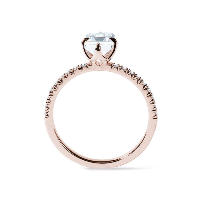 SMARAGD VERLOBUNGSRING AUS ROSÉGOLD MIT DIAMANT - RINGE MIT LAB GROWN DIAMANTEN - 