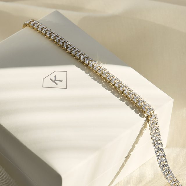 TENISOVÝ NÁRAMEK ZE ŽLUTÉHO 14K ZLATA S DIAMANTY - TENNIS BRACELETS - 