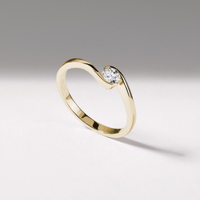 ASYMMETRISCHER DIAMANTRING - VERLOBUNGSRINGE MIT BRILLANT - 