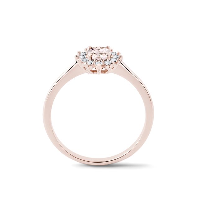 MORGANITE AND DIAMOND RING IN 14K ROSE GOLD - MORGANITE RINGS - 