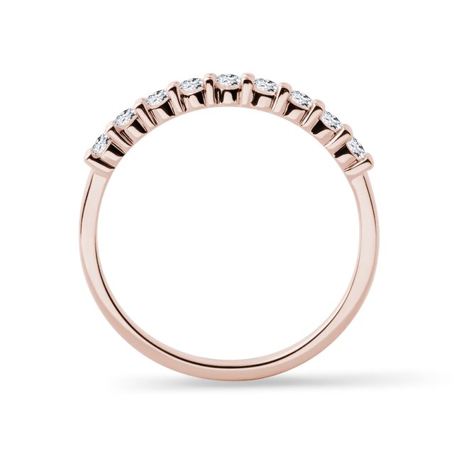 BAGUE D'OR ROSE AVEC NEUF DIAMANTS - ALLIANCES DE MARIAGE FEMMES - 