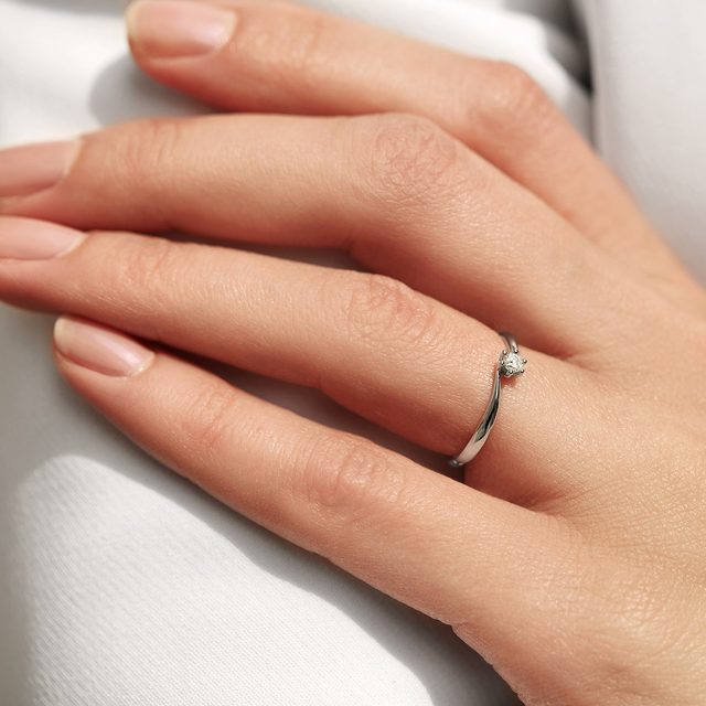 WHITE 14K GOLD RING WITH A BRILLIANT - BRILLIANT CUT DIAMOND ENGAGEMENT RINGS - 