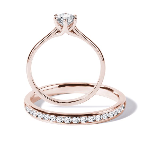 ENGAGEMENT AND WEDDING RING IN ROSE GOLD - ENGAGEMENT AND BRIDAL RING SETS - 