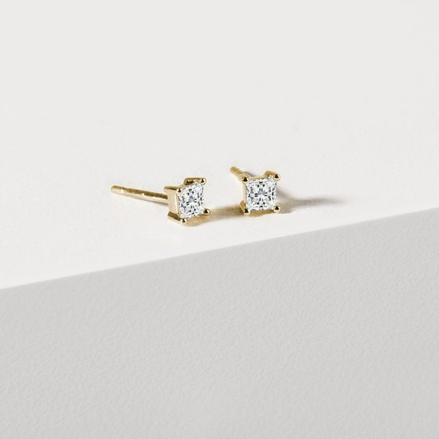 ZLATÉ NÁUŠNICE S PRINCESS DIAMANTY - DIAMANTOVÉ NÁUŠNICE PECKY - 