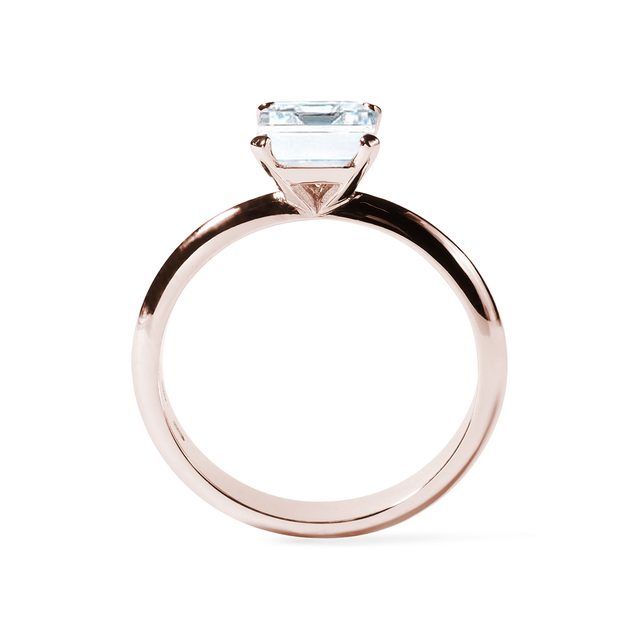 ASSCHER CUT DIAMOND ENGAGEMENT RING IN ROSE GOLD - RINGS WITH LAB-GROWN DIAMONDS - 
