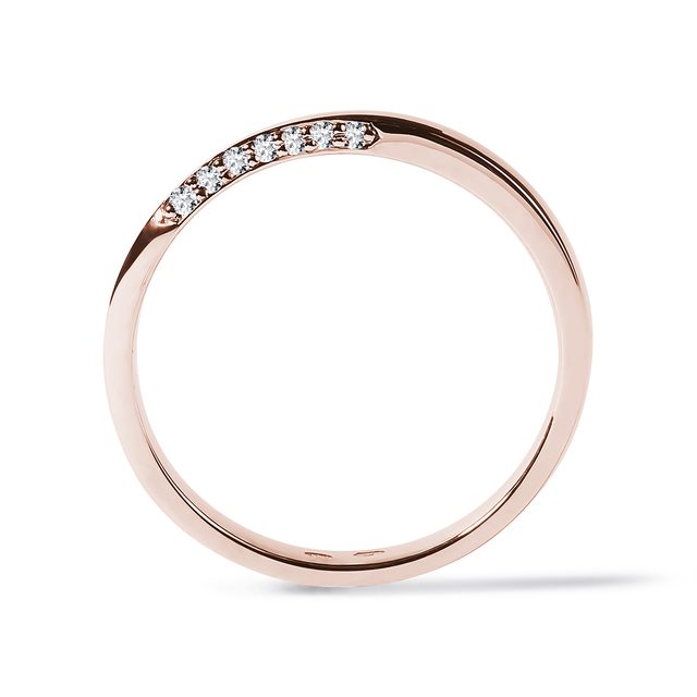 BAGUE DE MARIAGE EN OR ROSE 14 CT AVEC DIAMANTS - ALLIANCES DE MARIAGE FEMMES - 