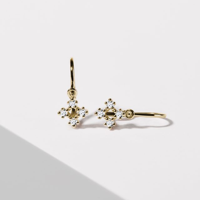 DĚTSKÉ NÁUŠNICE VLOČKY S DIAMANTY VE ZLATĚ - DĚTSKÉ NÁUŠNICE - 