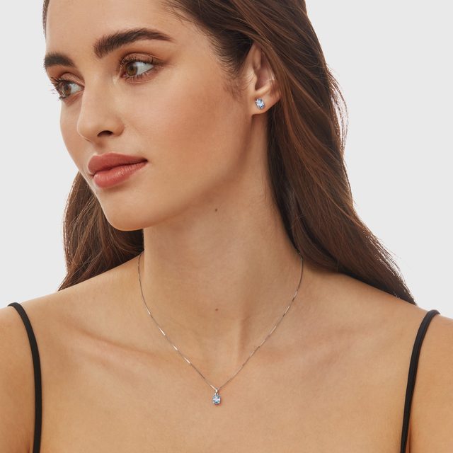 OVAL TOPAZ NECKLACE IN 14K WHITE GOLD - TOPAZ NECKLACES - 