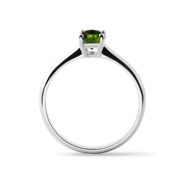 BAGUE EN OR BLANC ET ÉMERAUDE - BAGUES EN MOLDAVITE - 