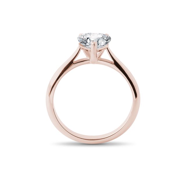 PIERŚCIONEK Z 1,0 KT DIAMENTEM LABORATORYJNYM W KSZTAŁCIE SERCA W RÓŻOWYM ZŁOCIE - PIERŚCIONKI Z LAB GROWN DIAMENTAMI - 