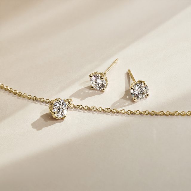 HALF CARAT LAB GROWN DIAMOND GOLD NECKLACE - DIAMOND NECKLACES - 