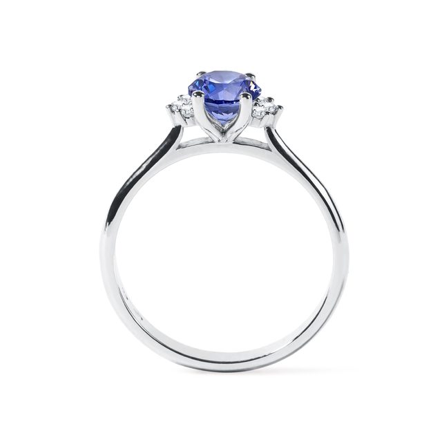 BAGUE DE FIANÇAILLES AVEC SAPHIR DE CEYLAN ET DIAMANTS - BAGUES DE FIANÇAILLES EN SAPHIR - 