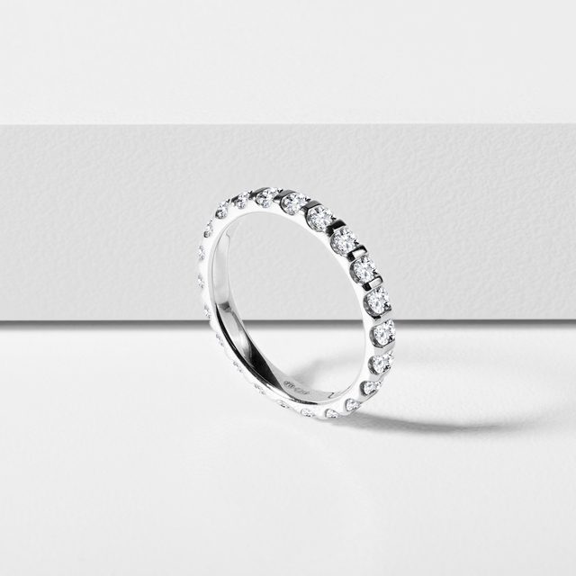 ALLIANCE ET BAGUE EN OR BLANC ET DIAMANT - BAGUE DE FIANÇAILLES ET ALLIANCE ASSORTIES - 