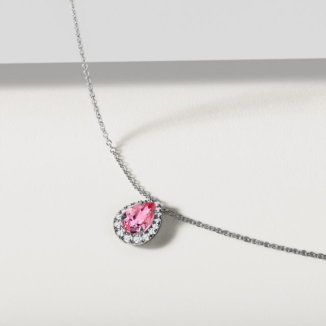 DIAMANTKETTE MIT ROSA SAPHIR IN WEISSGOLD - KETTEN MIT SAPHIR - 