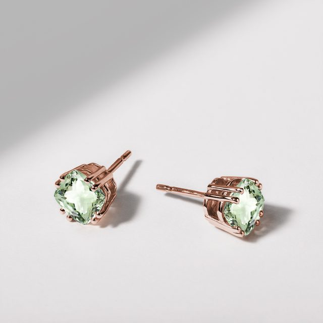 OHRRINGE IN ROSÉGOLD MIT GRÜNEN AMETHYSTEN - OHRRINGE AMETHYST - 
