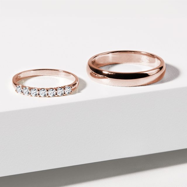 HIS AND HERS DIAMOND WEDDING BAND SET IN ROSE GOLD - ROSE GOLD WEDDING SETS - 
