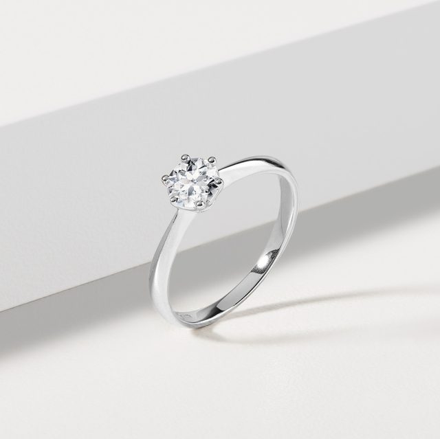 BAGUE DE FIANÇAILLES EN OR BLANC AVEC DIAMANT 0,5CT - TAILLE BRILLANT - 