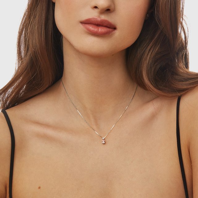 MORGANITE AND DIAMOND PENDANT IN WHITE GOLD - MORGANITE NECKLACES - 