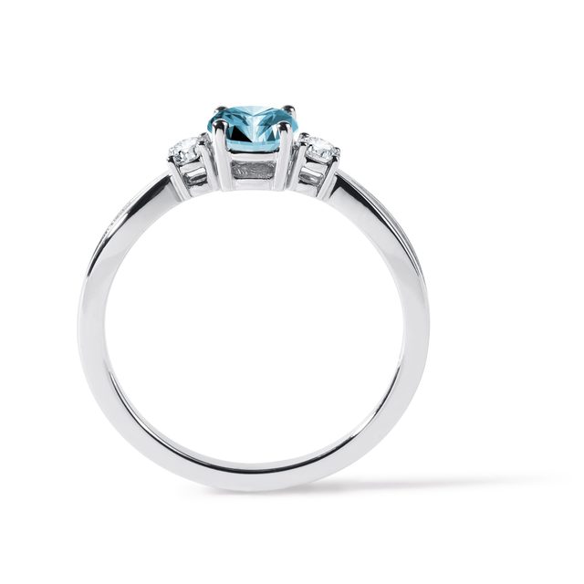 PRSTEN Z BÍLÉHO ZLATA SE SWISS TOPAZEM A DIAMANTY - PRSTENY S TOPAZEM - 