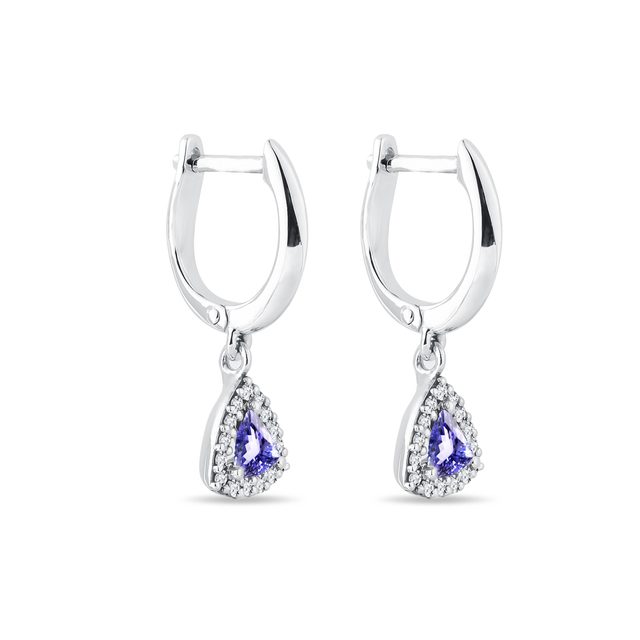 TANZANITE AND DIAMOND JEWELRY SET IN WHITE GOLD - GEMSTONE SETS - 