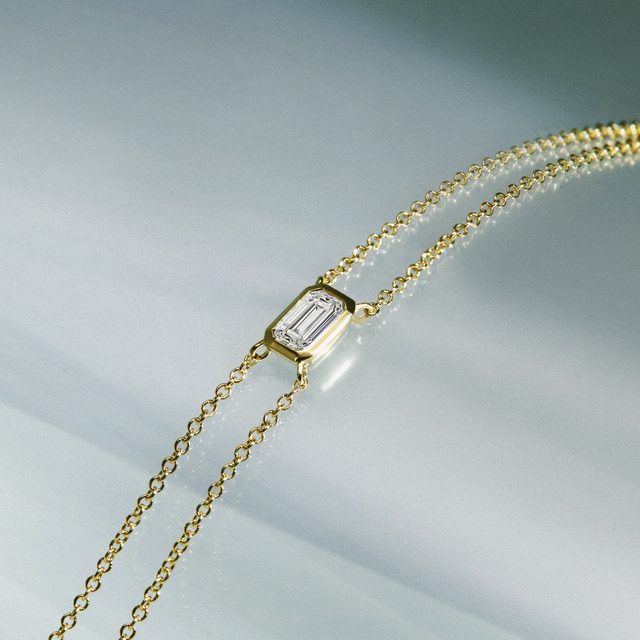 BRANSOLETKA Z 14 KT ŻÓŁTEGO ZŁOTA Z LABORATORYJNYM DIAMENTEM - DIAMENTOWE BRANSOLETKI - 