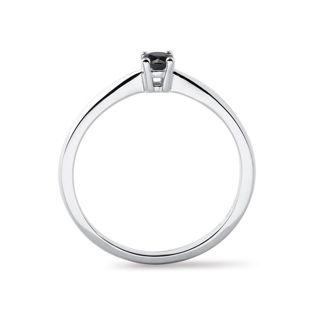 BAGUE DE FIANÇAILLES MÉTAL OR BLANC AVEC DIAMANT NOIR - BAGUES DE FIANÇAILLES AVEC DIAMANTS DE COULEUR - 