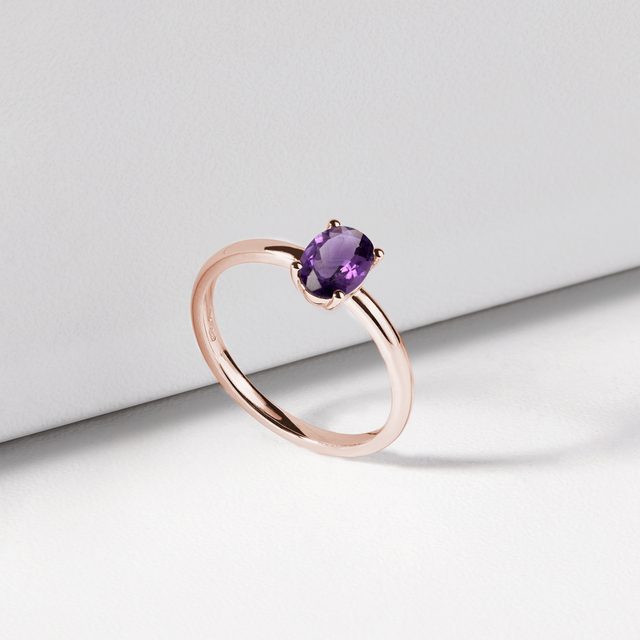 RING AUS ROSÉGOLD MIT OVALEM AMETHYST - RINGE AMETHYST - 