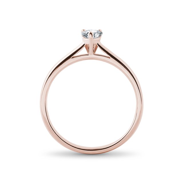 BAGUE EN OR ROSE AVEC DIAMANT TAILLE CŒUR - BAGUES DE FIANÇAILLES EN DIAMANT - 