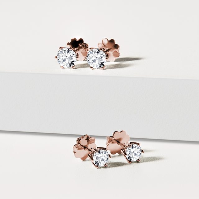 1CT DIAMOND STUD EARRINGS IN ROSE GOLD - DIAMOND STUD EARRINGS - 