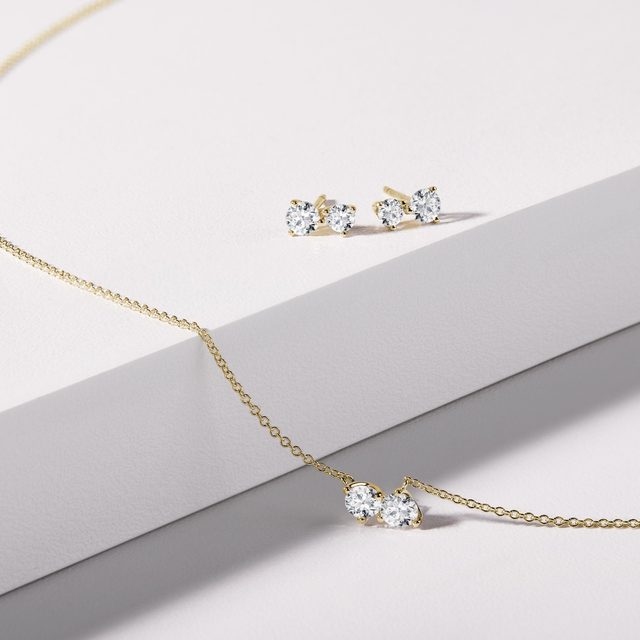 HALSKETTE AUS GELBGOLD MIT DIAMANT - KETTEN MIT DIAMANTEN - 