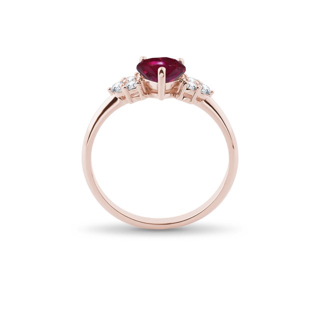 RHODOLIT RING MIT DIAMANTEN IN ROSÉGOLD - RINGE EDELSTEINE - 