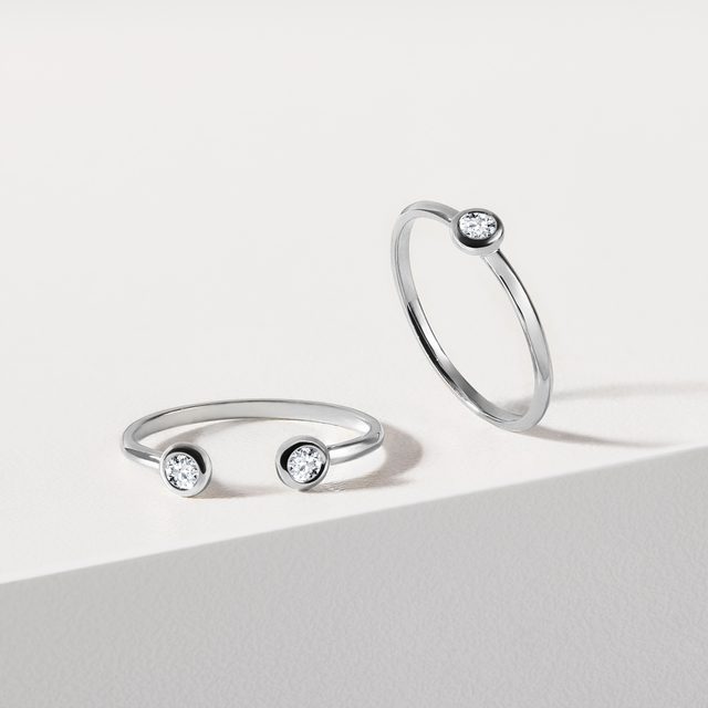 RING BEZEL MIT DIAMANT AUS WEISSGOLD - VERLOBUNGSRINGE MIT BRILLANT - 