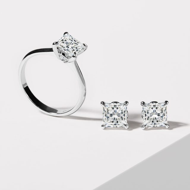 LUX WHITE GOLD DIAMOND STUDS - DIAMOND STUD EARRINGS - 